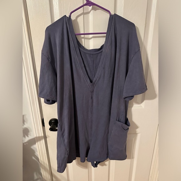 Free People Movement Blue Hot Shot Tee Romper - Picture 2 of 3